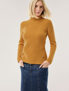Cashmino Pullover Nahtlos, , Farbe Gelb, 48, ohne eine einzige Naht Merinowolle mit Cashmere Damen