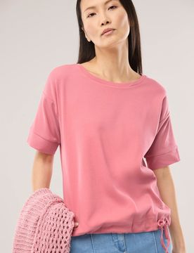 Blousonshirt in Rippenstruktur, noch offen: Größenlauf, Farbe Rosa, 42, Rippenstruktur modischer Blousonschnitt Damen