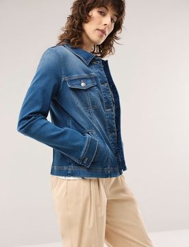 Jeansjacke, normale Größen, Farbe Blau, 52, ultrabequem extra weich Damen
