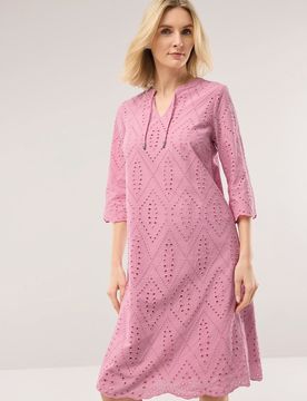 Kleid Lochstickerei, noch offen: Filter Passform#noch offen: Größenlauf, Farbe Rosa, 48, hübsche Lochstickerei reine Baumwolle Damen
