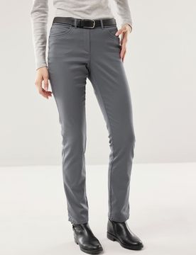 Thermo-Extraglatt Baumwollhose, Regular Fit#normale Größen#Kurzgrößen, Farbe Grau, 38, mit Thermo-Jerseyfutter mit Schmetterlings-Stickerei Damen