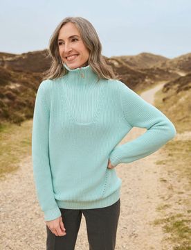 Reißverschluss-Troyer Baumwoll- Mix - Mint - female - Size: 44