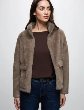 Fake Fur Jacke female Braun