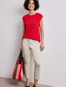 Slim Leg Hose im Satin-Look female Beige