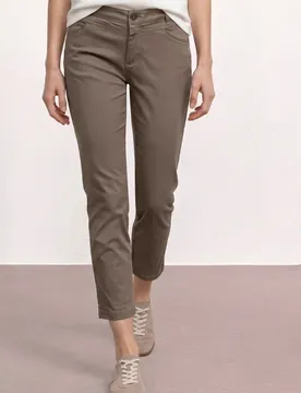 Slim Leg Hose im Satin-Look Braun