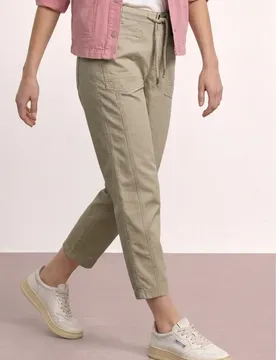 Barrel Leg Hose aus Twill-Ware female Beige