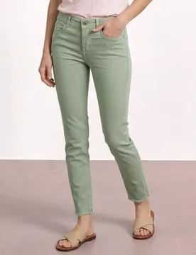 Straight Leg Jeans mit offenem Saum Grün