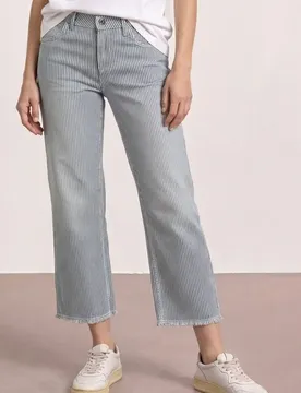 Straight Leg Jeans mit Streifen Blau