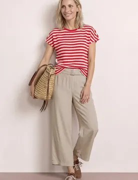Wide Leg Hose mit Gürteldetail female Beige