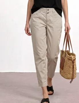 High Waist Barrel Leg Hose female Beige