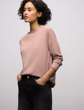 Pullover mit gerolltem Saum female Rosa