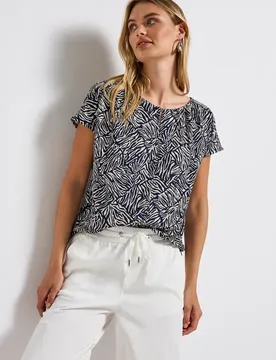 Print-Shirt mit Cut-Out female Blau