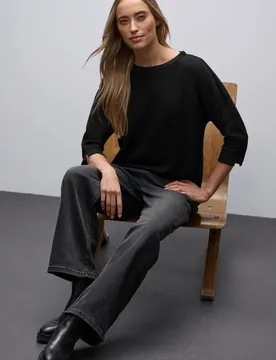 Glitzerndes Strukturshirt female Schwarz