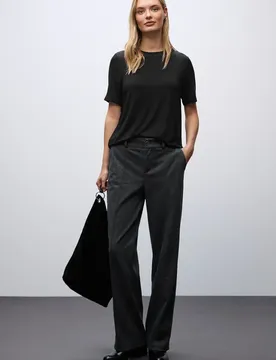 Shirt mit Chiffon-Detail female Schwarz