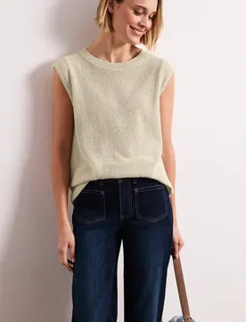 Dropped Shoulder Top im Strick-Look female Beige