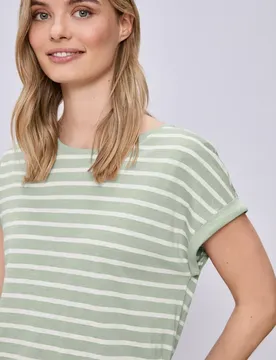 Dropped Shoulder T-Shirt mit Streifen female Grün