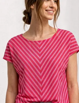 Kurzarm Shirt mit Streifenmuster female Rot