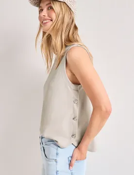 Top mit seitlichen Knopfdetails female Beige