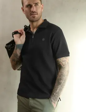 Street One Poloshirt mit Struktur male Schwarz
