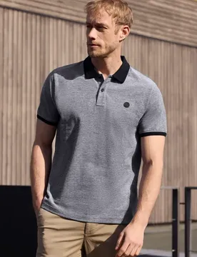 Street One Kurzarm Poloshirt mit Kontrastdetails male Schwarz