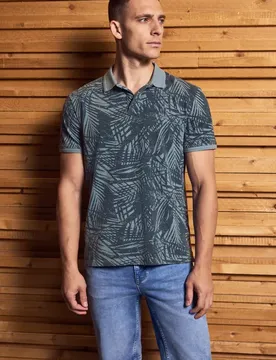 Street One Gemustertes Piqué Poloshirt male Blau