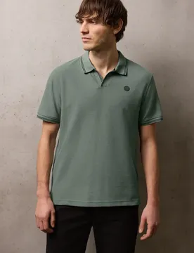 Street One Kurzarm Poloshirt mit Struktur male Grün