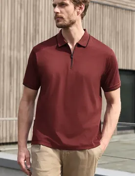 Street One Kurzarm Poloshirt mit Zipper male Rot