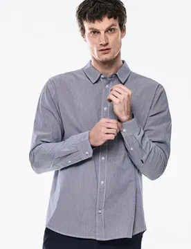 Street One Yarn Dyed Streifen Hemd male Blau