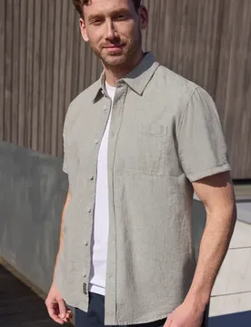 Street One Kurzarm Hemd aus Leinenmix male Braun