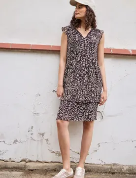 Street One Knielanges Kleid aus Chiffon mit Print female Lila