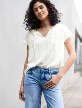 Street One Viskosebluse mit Raffung female Weiß