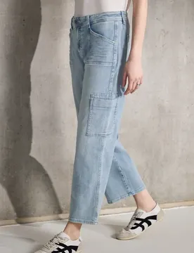 Street One Straight Leg Cargo Jeans female Blau