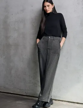 Street One Straight Leg Melange Hose female Grau