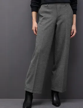 Street One Wide Leg Herringbone Hose female Schwarz