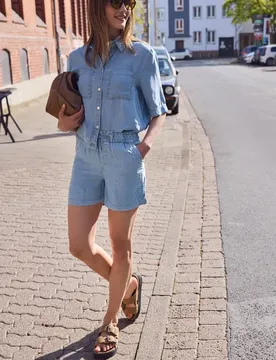 Street One High Waist Shorts im Loose Fit female Blau