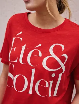 Street One T-Shirt mit Rundhals und Wording Print female Rot