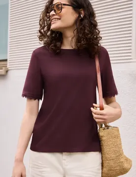 Street One T-Shirt mit Crochet-Details an den Ärmeln female Lila