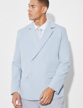 Herren Entspannte Zweireihige Anzugjacke Dusty Blue Größe 40