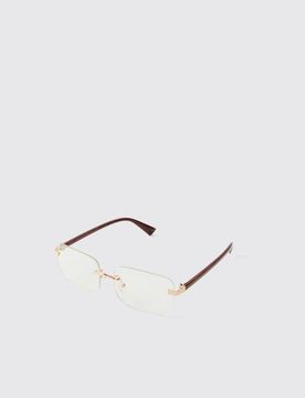 Herren Randlose rechteckige Sonnenbrille Gold