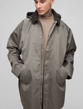 Herren Hohe Oversized Cord-Kragen Kapuzen-Parka-Jacke Khaki Größe XL