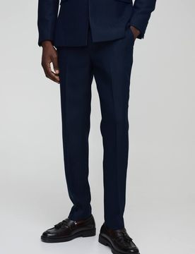 Herren Slim Fit Fischgrat Maßgeschneiderte Hose Navy Größe 30