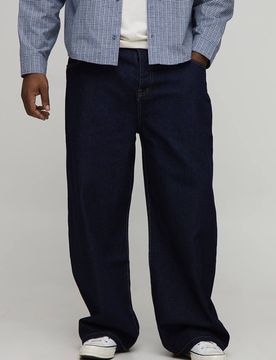 Herren Plus Indigo Denim Jeans Hosen In Entspannter Passform Größe 44