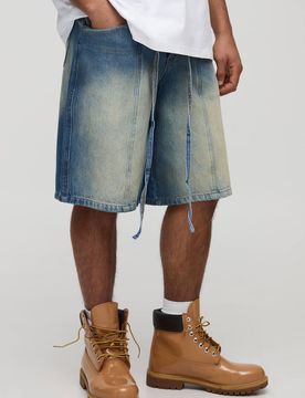 Herren Regular Fit Paneel-Jorts mit Stickerei Vintage Blue Größe 30