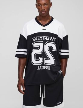 Herren Übergroßes Offizielles Mesh-Hockey-Oberteil & Shorts-Set Black Größe XL