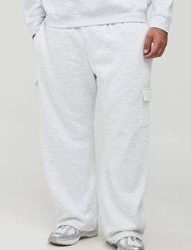 Herren Plus Basic Gerade Cargo-Jogginghose Grey Marl Größe 5XL