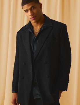 Herren Zweireihiger Anzugblazer Black Größe 38