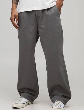 Herren Relaxed Fit Hose mit Half & Half Bund aus gewaschenem Twill Slate Grey Größe XS