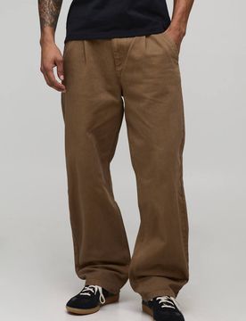 Herren Relaxed Fit Hose mit Half & Half Bund aus gewaschenem Twill Tobacco Größe Large