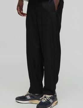 Herren Schwarze Baggy Verjüngte Nadelstreifen-Hose Black Größe 32R