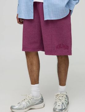 Herren Baggy Fit Washed Worldwide Bestickte Shorts Pink Größe Large